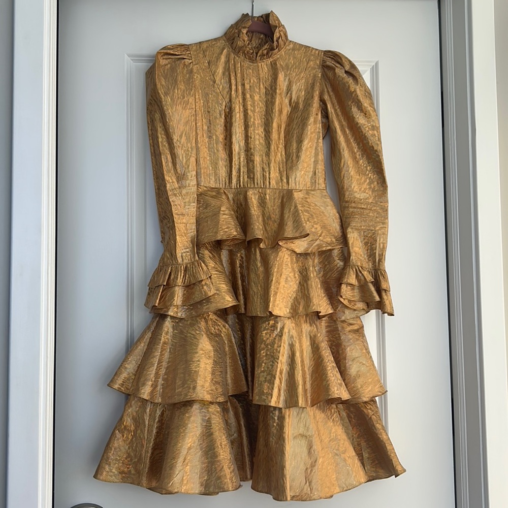 Batsheva gold midi dress
